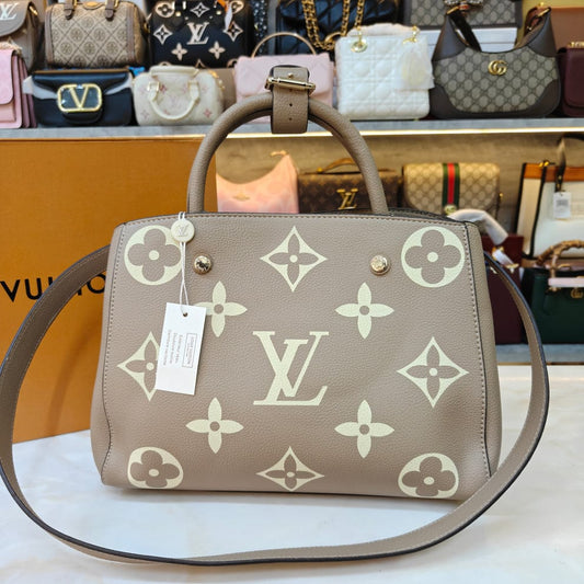 Luxury Monogram Tote Handbag for Women | Premium Shoulder & Crossbody Bag | Beige