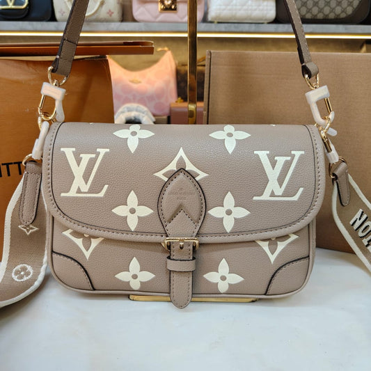 Luxury Monogram Women's Crossbody Shoulder Bag | Premium Flap Handbag | Beige
